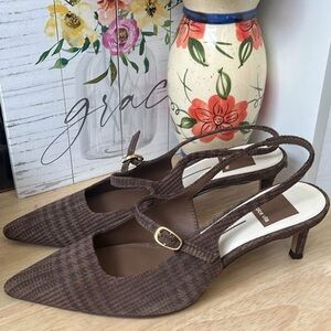 Dolce Vita Brown Houndstooth Slingback Heels